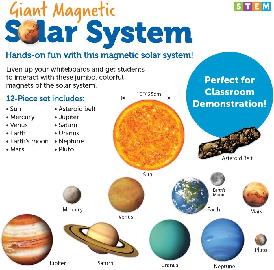 Learning Resources Giant Magnetic Solar System, Whiteboard Display, 13 Piece Set, Ages 5+ image number 3