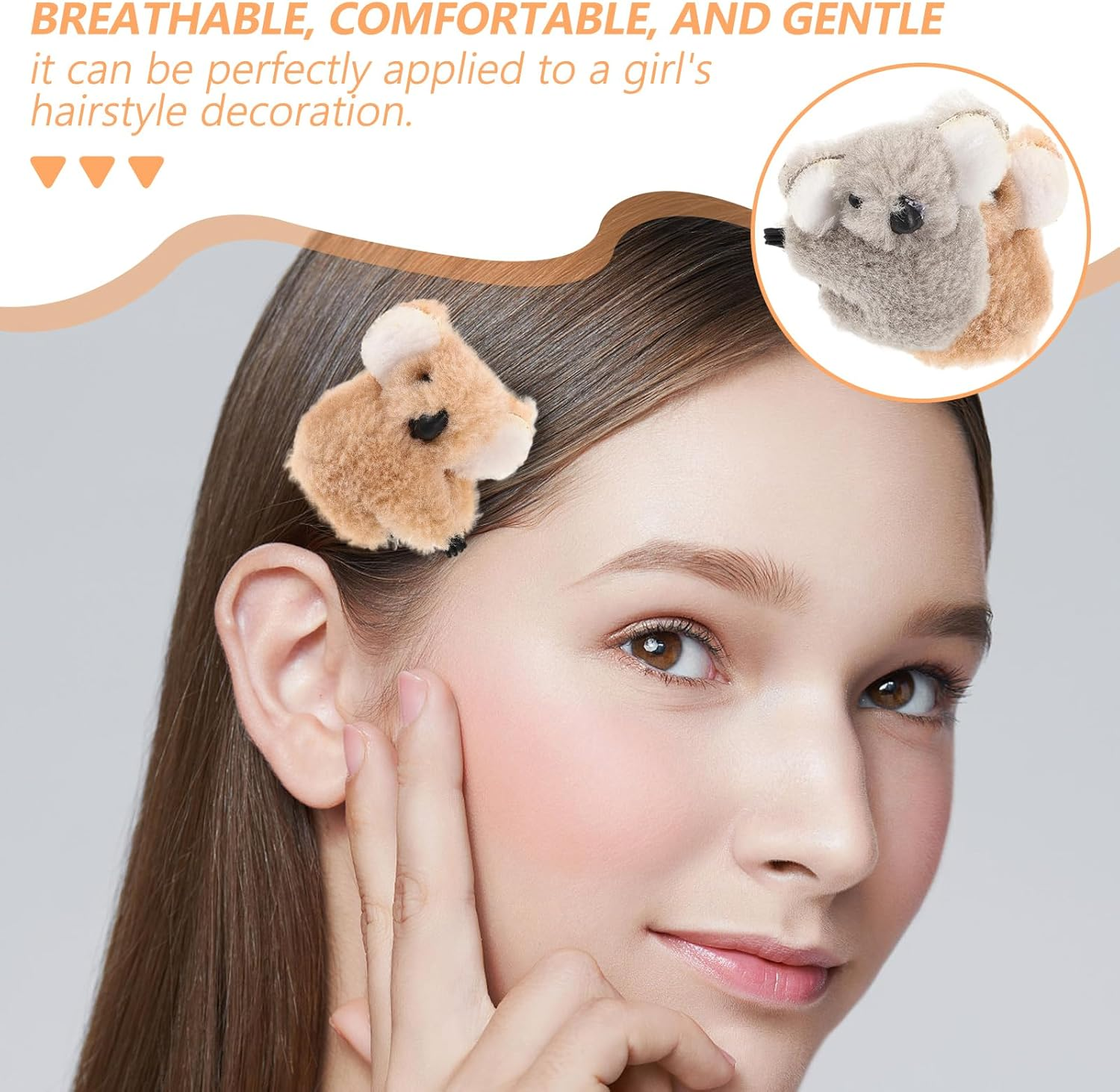 Beavorty Koala Hair Clips in Mini Size - Made of Plush 6 Pieces Claw Clips for Hair Catching Ideal for Koala Party and Lovers of Cuddly Toy Small image number 3