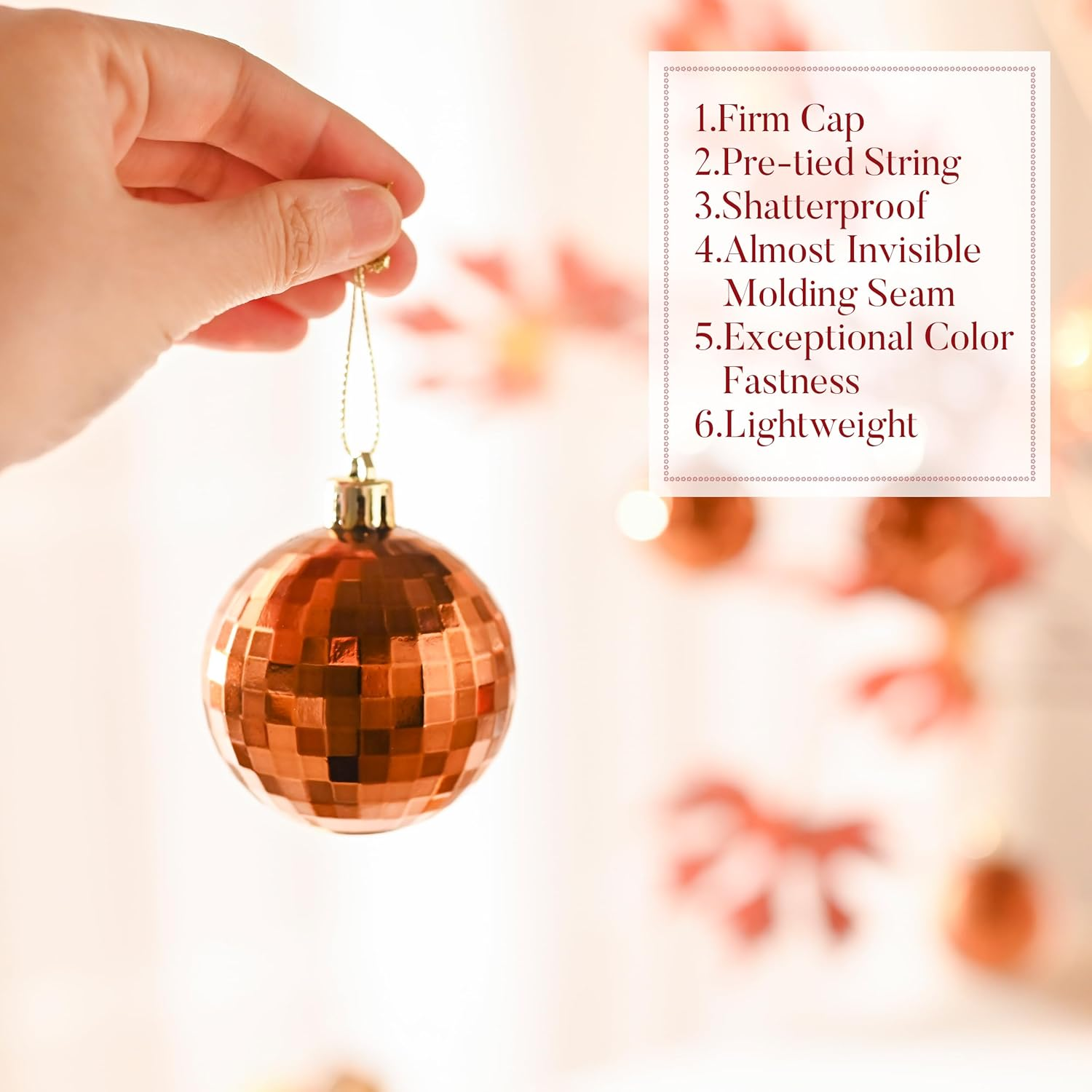 Valery Madelyn 24Ct Bronze Copper Shatterproof Christmas Ball Ornaments, 2.36 Inches Luxury Brown Hanging Ornaments for Christmas Trees Xmas Holiday Decor