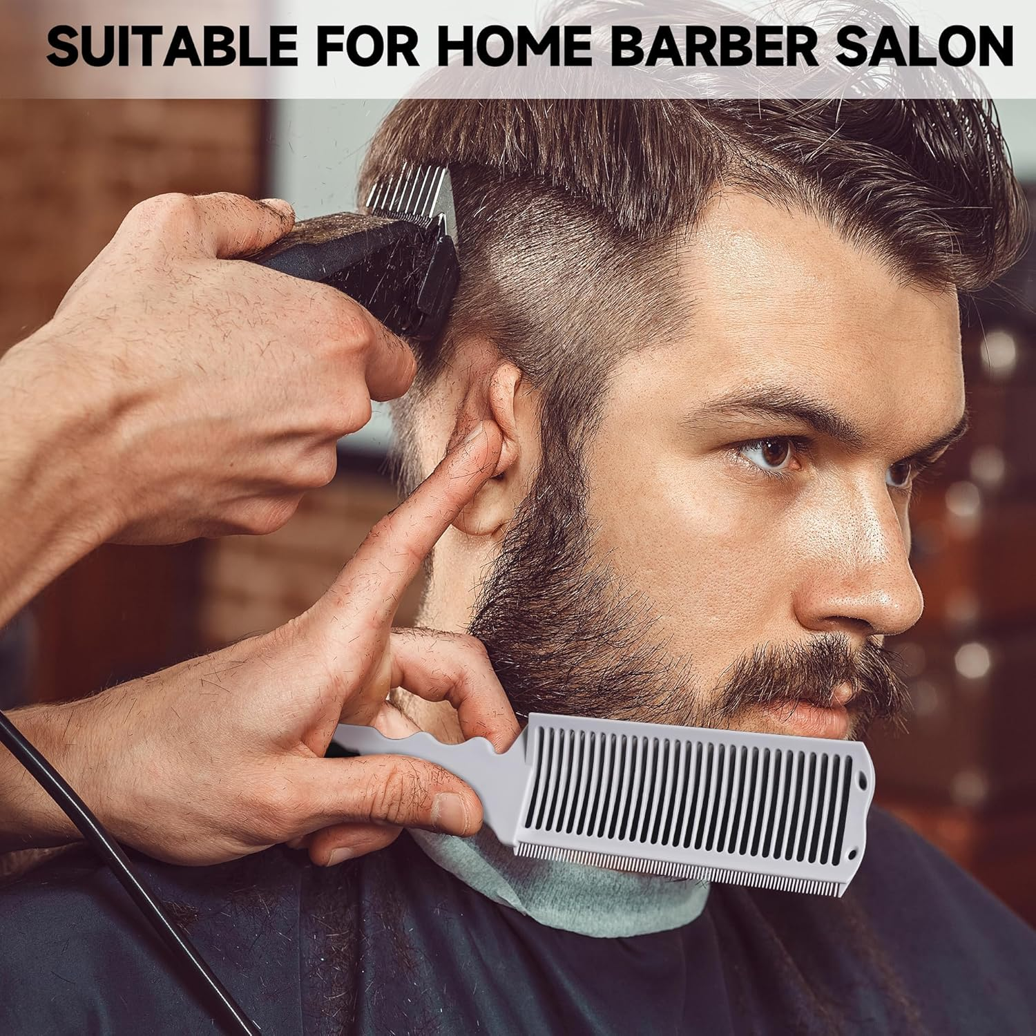 2Pack Blend Friend Fade Comb - Professional Barber Fading Comb for Men, Versatile Haircut Tool with Blend Frend Design, Ideal for Fade Styling at Home, Salon or Professional Use (Gray) image number 3