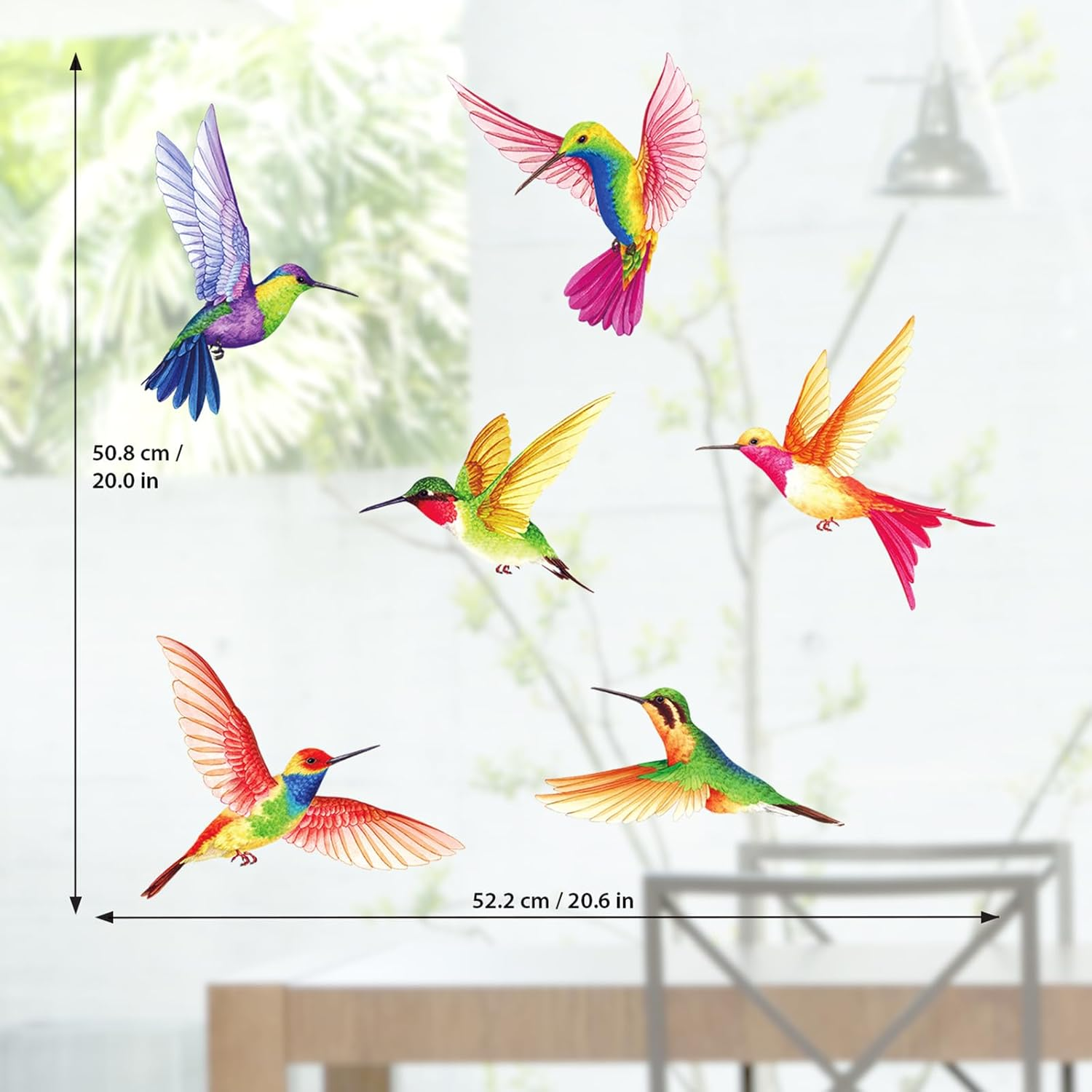 DECOWALL CDS2-9002 Hummingbirds Window Clings Stickers Peel and Stick Removable Glass Tint Film Decorations Reuseble Bird Strike Window Decals anti Collision image number 3