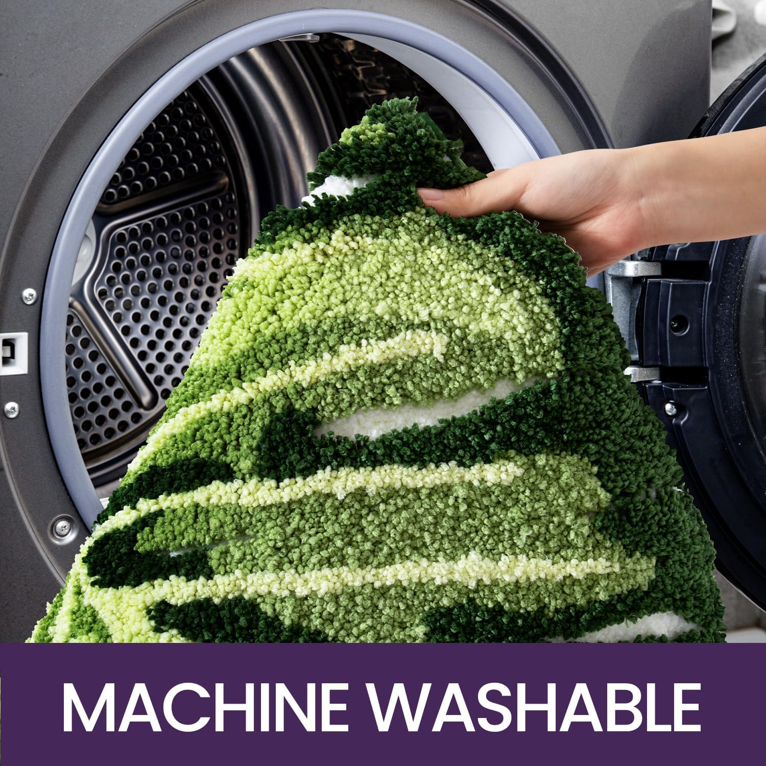 DEXI Bathroom Rugs Bath Mat Shower Floor Bathmat Non Slip Absorbent Washable Carpet Monstera Deliciosa Embossed Leaf Shaped 23.5"X31.5" image number 3