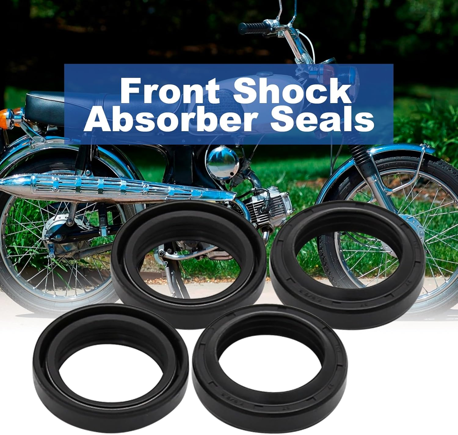4Pack Front Fork Shock Oil Seals, Replacement for Honda Scrambler 90 100 125 Trail 90 110 Super 90 S90 CL90 CB100 CL100 CT110 CB125 CL125, 90756-028-000 image number 3