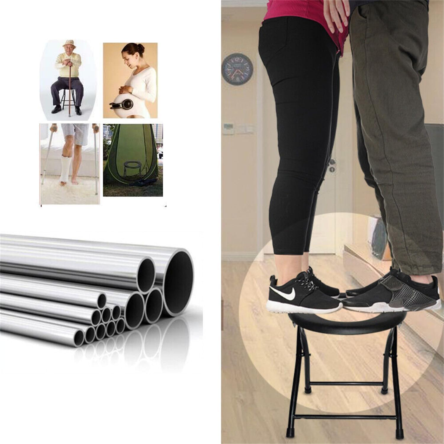 Leona Co Portable Camping Toilets for Adults, Folding Outdoor Travel Camp Toilet Seat for Caravan Hiking and Boating image number 4