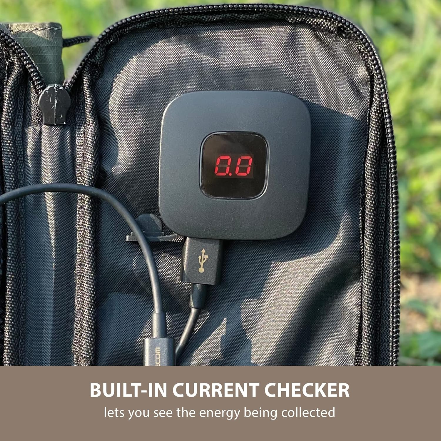 ELECOM NESTOUT Portable Solar Panel, Dual USB-A Ports, 28W Power Generation Charger for Phone Camping, Durable Water-Resistant Ripstop Nylon, Foldable Lightweight, Adjustable Stands (4-Panel) image number 2