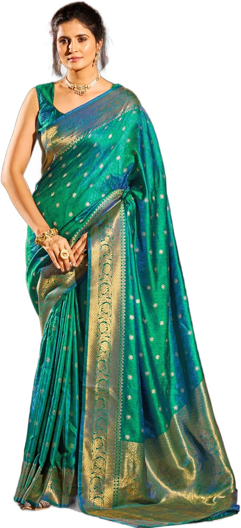 SWORNOF Womens Kanjivaram Banarasi Silk Saree Patola Saree
