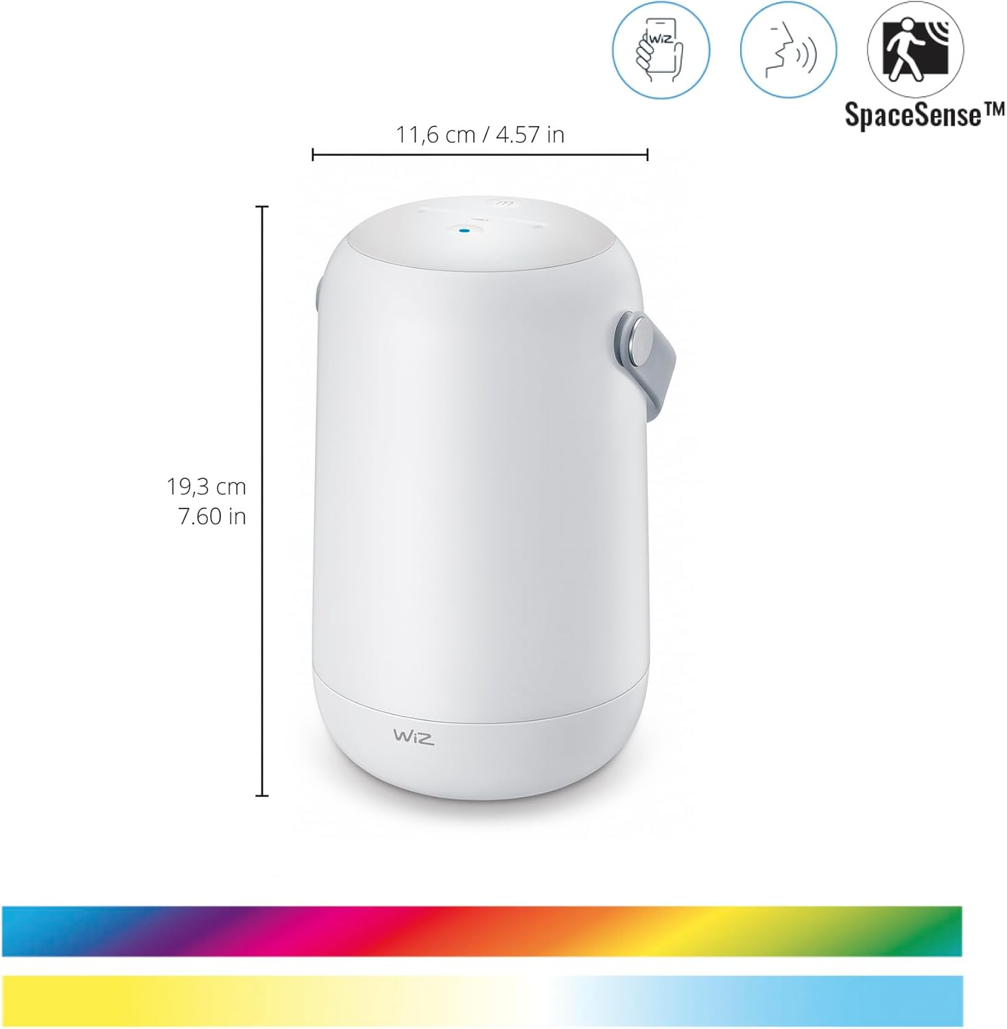 Wiz Tunable White and Colour Mobile Table Lamp, Portable LED Light with 16 Million Colours or Warm to Cool White Dimmable Light, Smart Light Control via Wifi by Voice/App, White image number 4