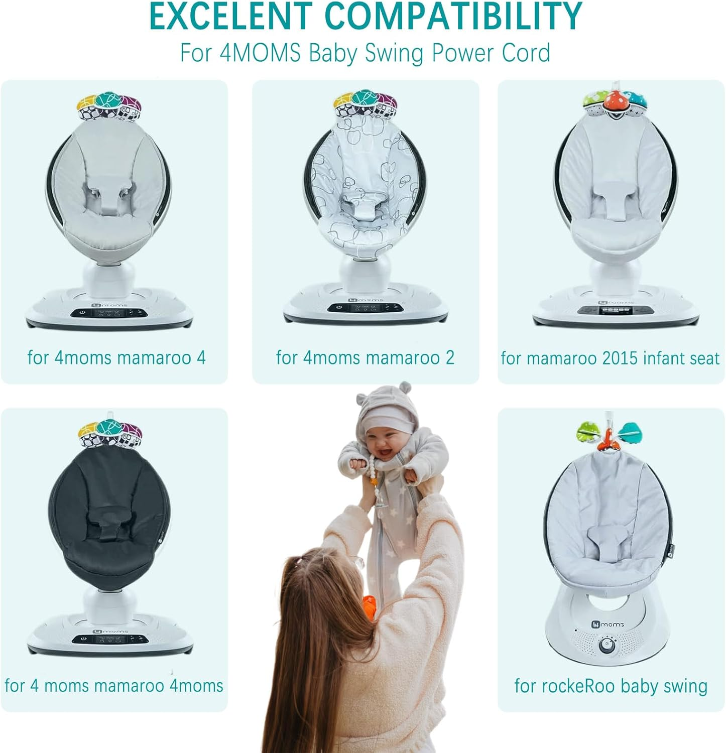 Alloverpower 12V 3A Power Cord for 4Moms Mamaroo 2/4, for Rockaroo Baby Swing, for Mamaroo 2015 Infant Seat Bouncer Replacement AC Adapter Charger image number 6