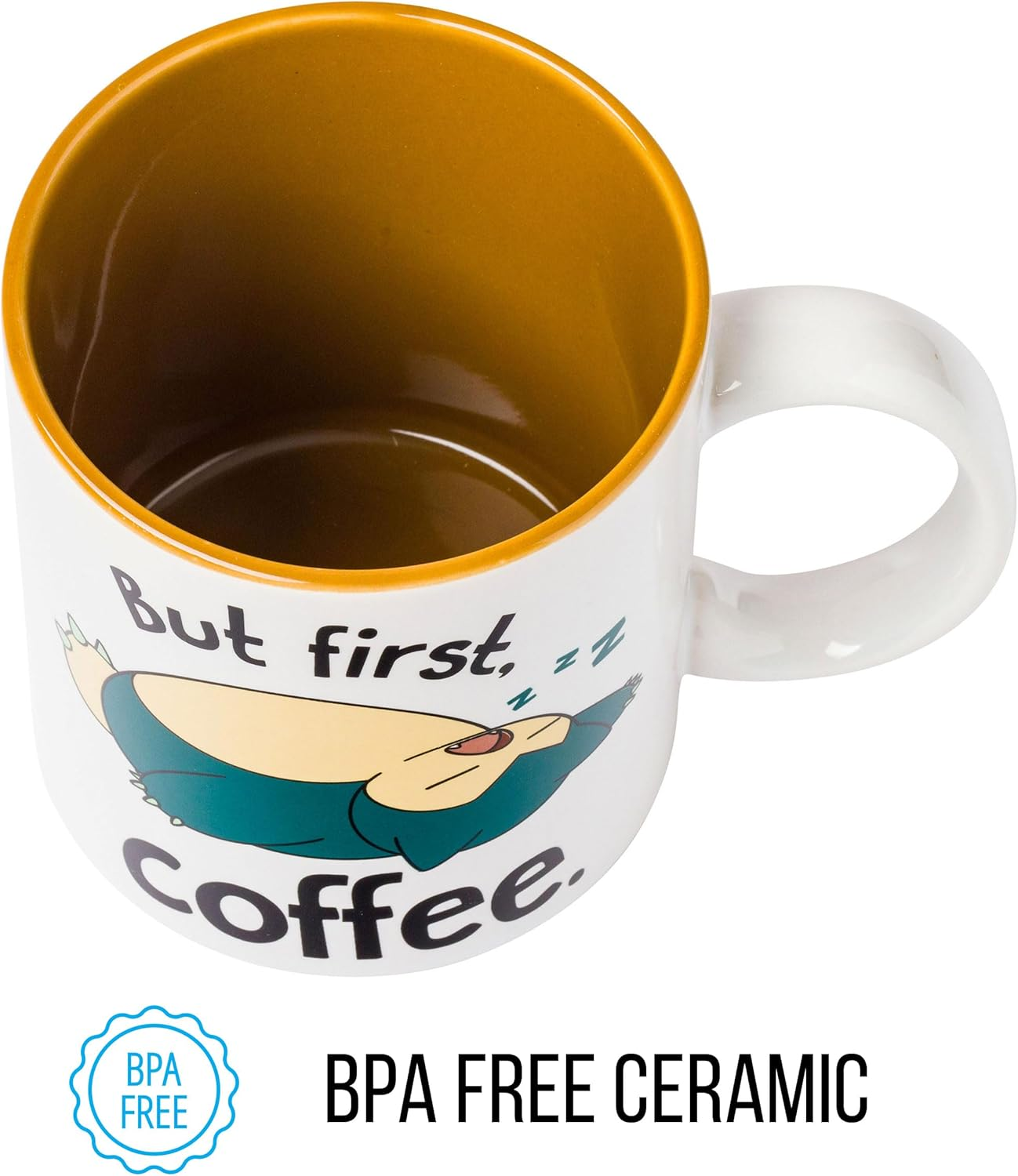 Silver Buffalo Pokemon Snorlax but First Coffee Ceramic Mug, 20 Ounces