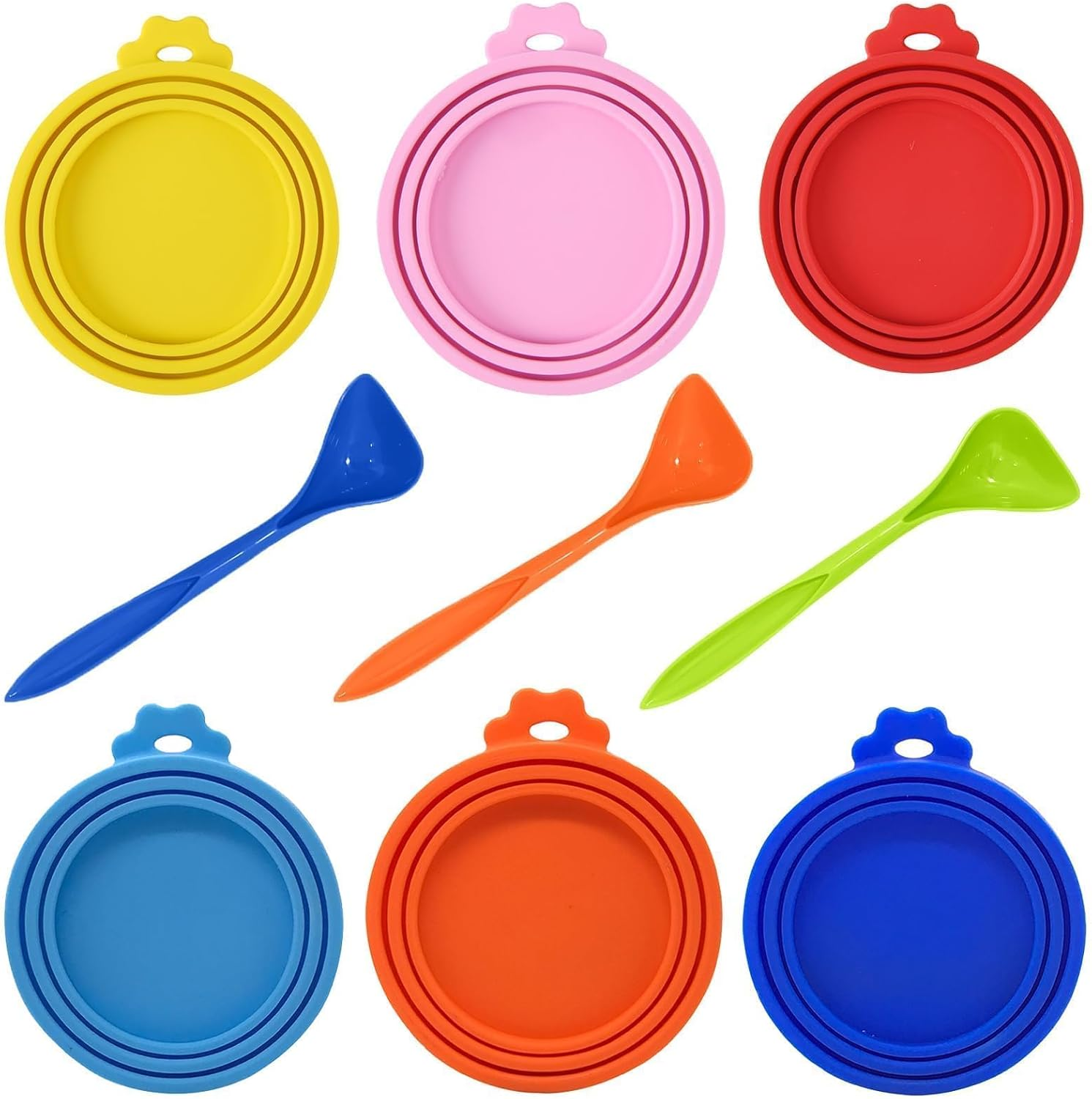 ANBOO 9-Piece Universal Silicone Lids Set of 6 Can Lids with 3 Spoons for Cats and Dog Food Cans Can Lid Cat Food Tin Fits Almost All Food Cans Dishwasher Safe image number 5