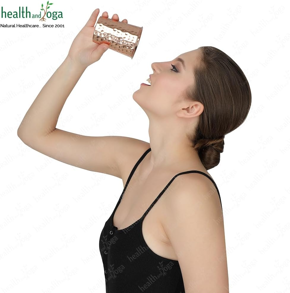 Qcup Hand Hammered Copper Tumblers - Ayurvedic Health Pure Copper Tumblers &ndash; 2 Pcs. Set - 250 Ml.(8 Fl Oz)