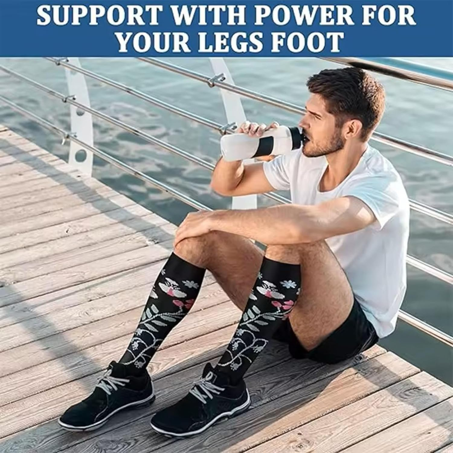 Compression Socks for Men & Women Circulation, MH MOIHSING Compression Stocking 15-20 Mmhg Best Support for Athletic Running, Swelling, Nurse, Flight, Travels, Nurses, Edema (3 Pairs) image number 6