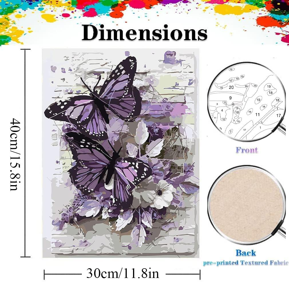 Paint by Numbers for Adults Beginner, 4 Pack DIY Adult Paint by Number Kits on Canvas Butterfly Flowers Acrylic Paint, Drawing Paintwork with Paintbrushes Oil Painting Home Decor(11.8X15.8Inch) image number 1