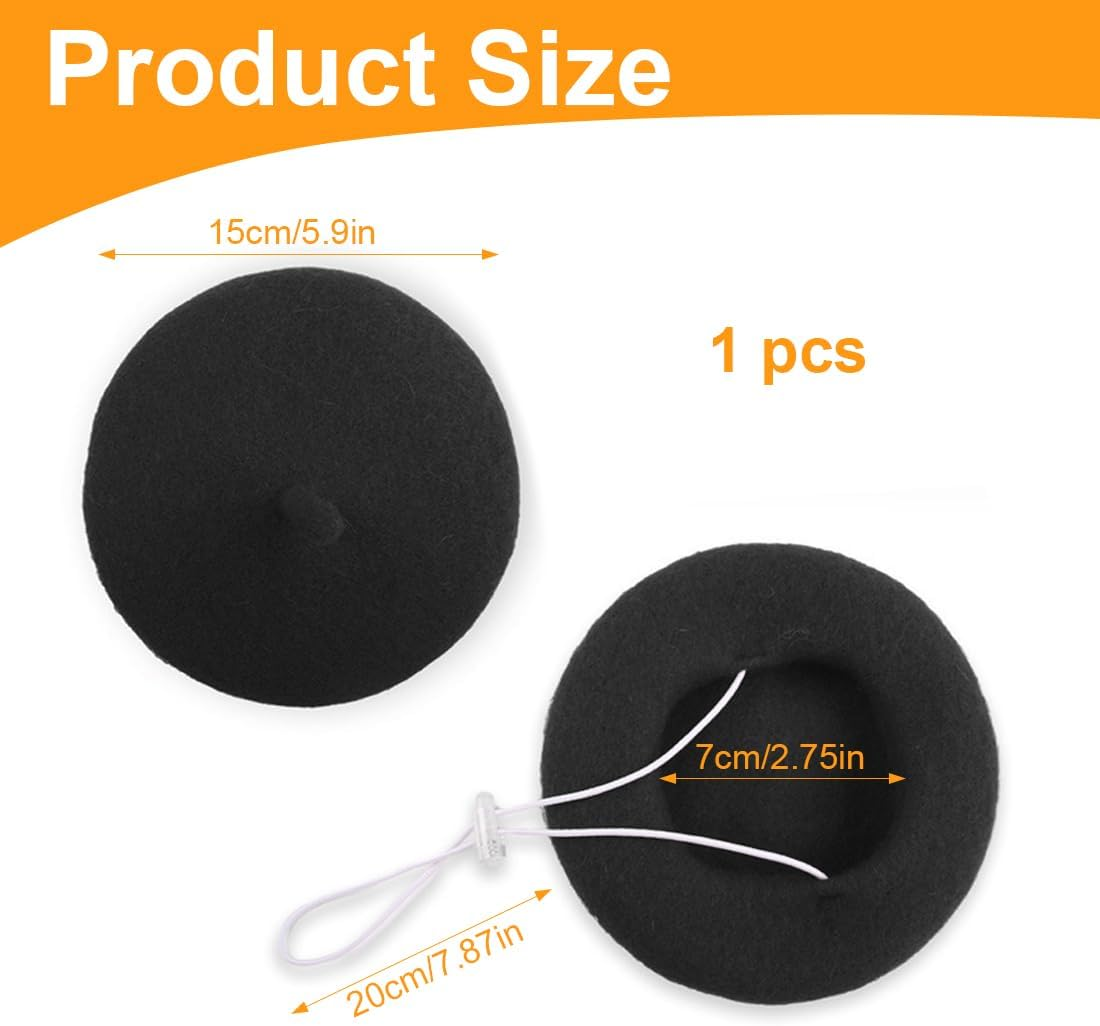 Luliyldj Black Beret Hat, Cat Hat, Cat Clothing, Costume for Cats, Dog Costume, Headwear for Cats, Puppies, Pet Materials image number 2