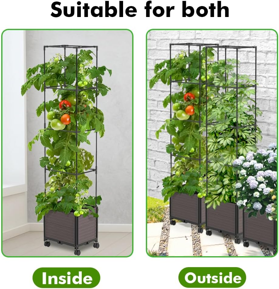 1 Pack Raised Garden Bed Planter Boxes with Trellis for Climbing Vegetables Plants 40X30X160Cm Sturdy Versatile Easy to Assemble Perfect for Patio Balcony or Garden image number 5