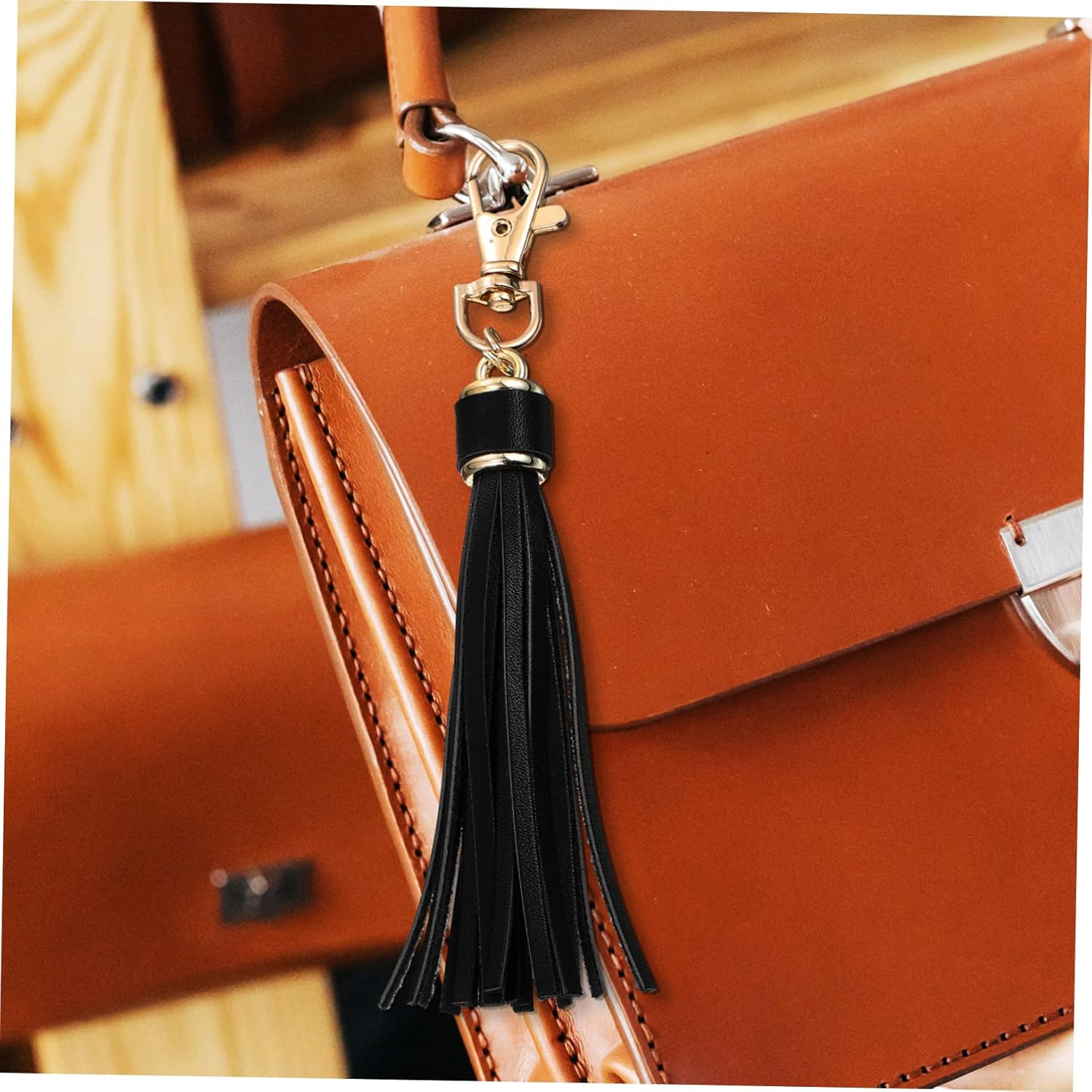 DOITOOL 10Pcs Pu Leather Tassel Keychain Pendants Stylish Bag Charms for Handbags Accessories for Home Car Office Keys Unique Special Occasions image number 2