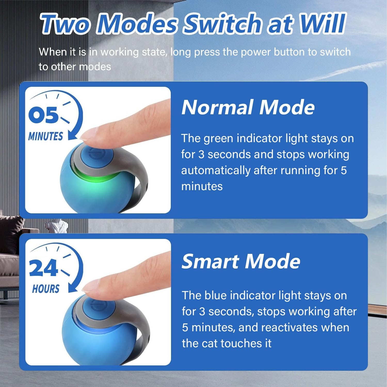 TKINRIC 2PCS New Interactive Rolling Cat Toy Ball,Interactive Cat Ball Toys for Indoor,360&deg; Smart Automatic Rolling Electric Dog Ball with USB Rechargeable(Red&Blue) image number 5