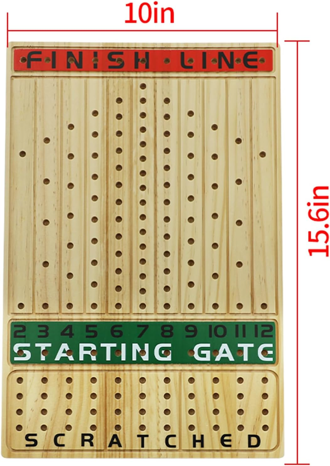 Horse Racing Board Game Solid Wood with 11 Luxury Metal Horses Thickened Pine Finish LINE Race Game Chessboard Including 2 Sets of Dice and 2 Boxes of Cards(Log Color) image number 1