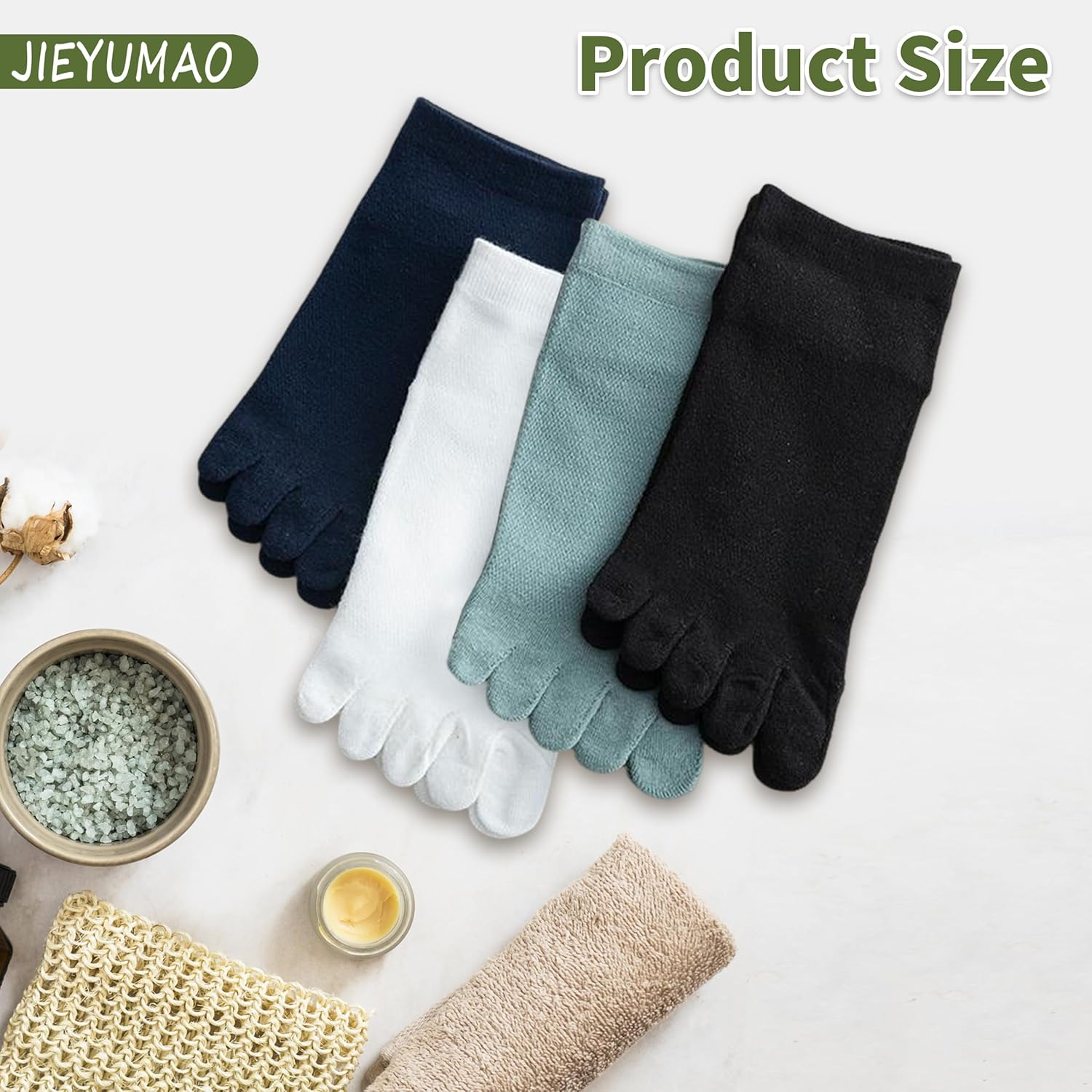 JIEYUMAO Five Finger Socks, 4 Pairs Toe Socks for Men Women, 4 Colors Lightweight Athletic Running Socks, Breathable Five Finger Crew Socks Compression Toe Socks for Yoga Running Hiking image number 3