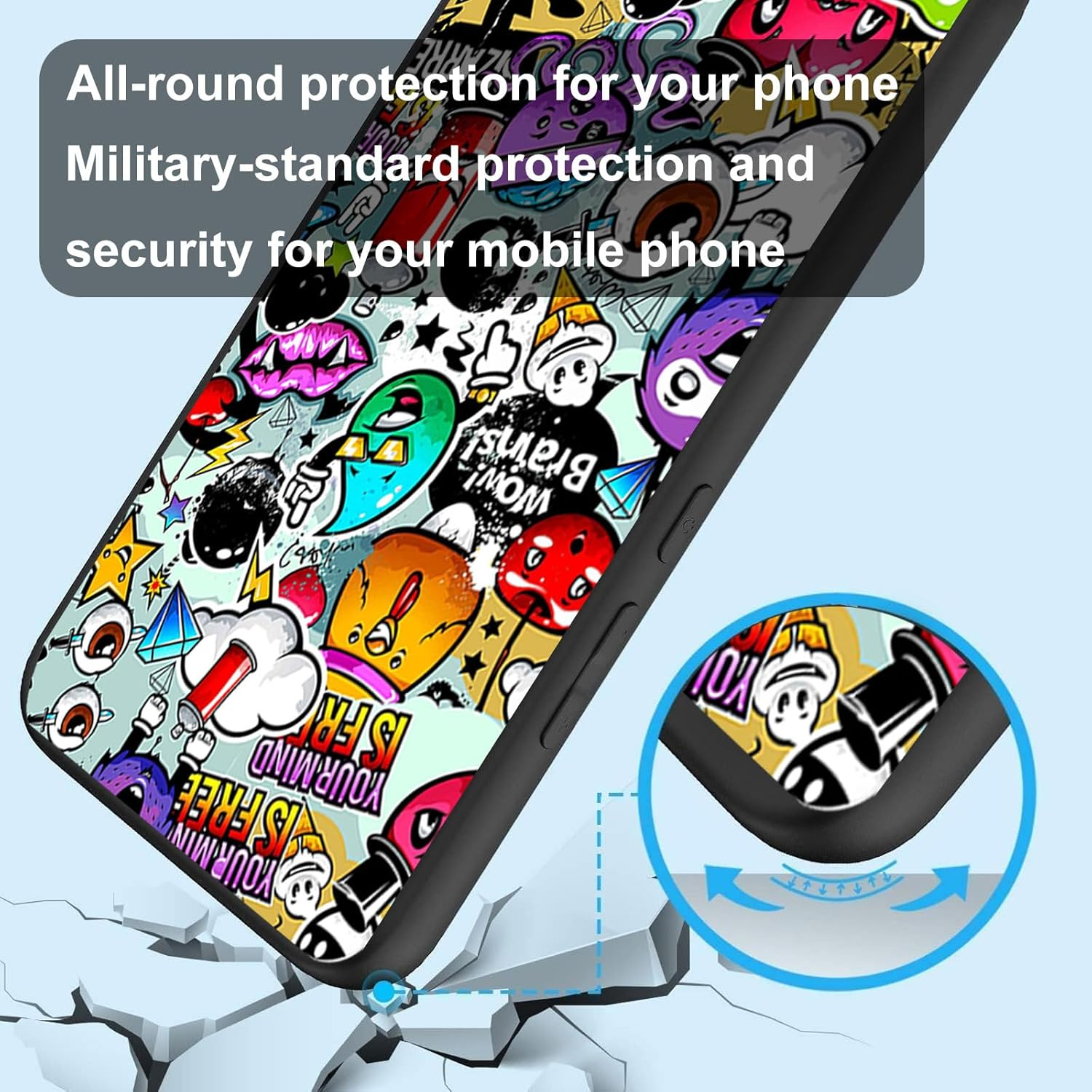 LYZXMY Case for Xiaomi Redmi 15 4G/5G (6.9 Inches) + Tempered Film Screen Protector - Black Soft Silicone Protective Case Flexible TPU Case - Monster image number 1