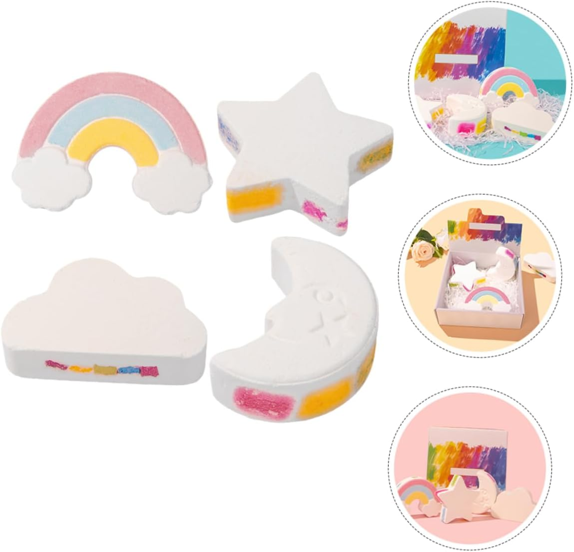 UTHCLO 4Pcs Rainbow Bathing Salt Aromatherapy Shower Salt for Relaxing Bath Portable for Travel Charms Soothing Fragrance image number 4