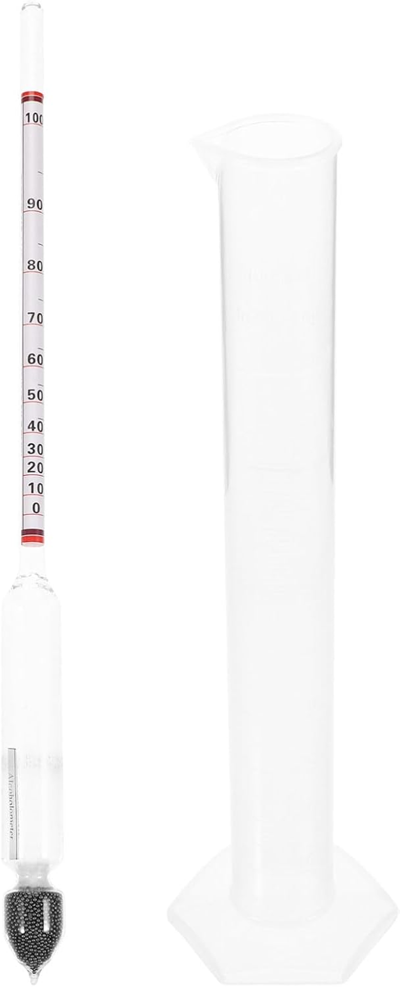 SOLUSTRE Hydrometer & Testing Jar Kit: 1 Set Triple Scale Alcohol Hydrometer with Glass Cylinder for Brew Beer Wine, Home Brewing Supplies, 41GBBSX211L05HIP27ACBX image number 5