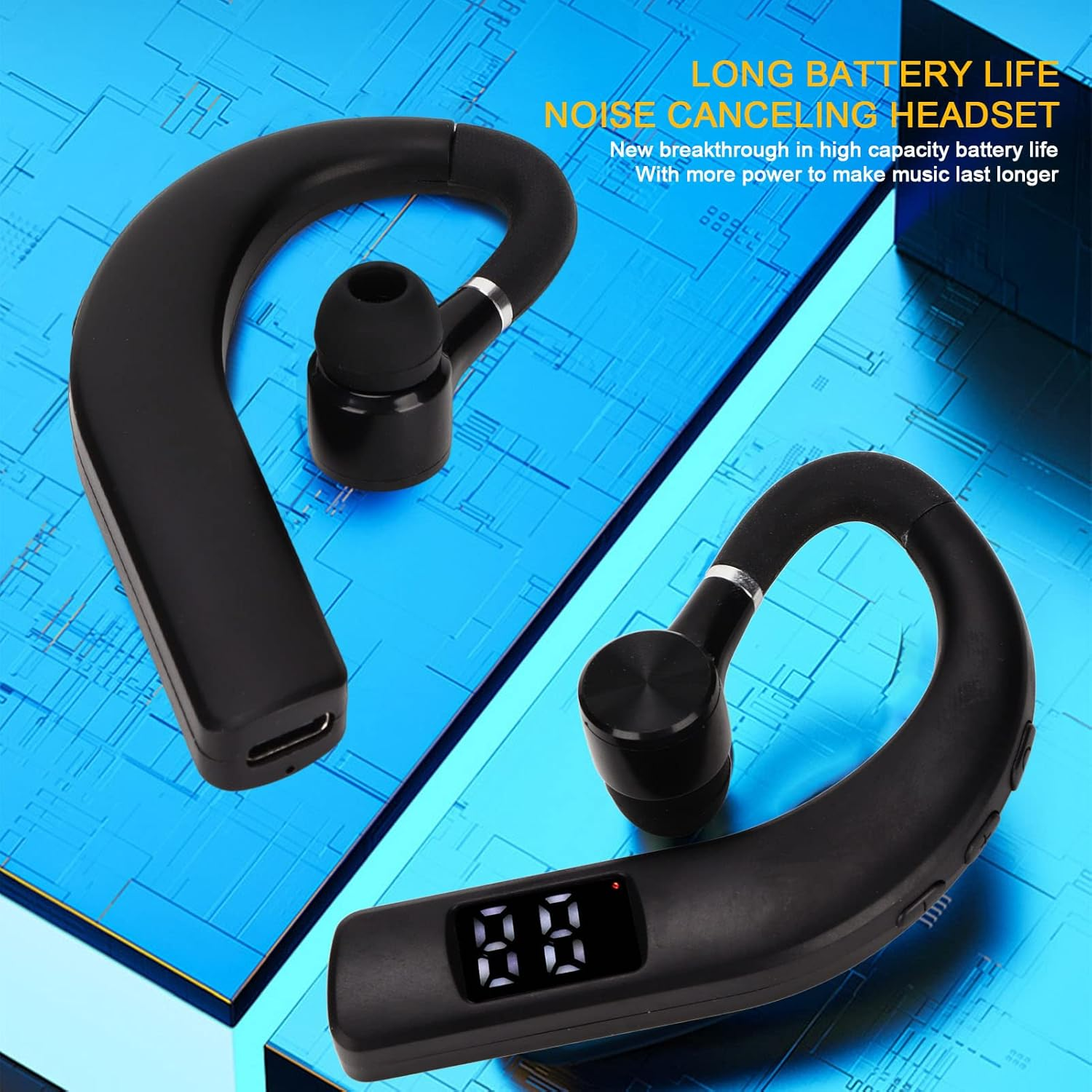 ASHATA Bluetooth Earphones for Mobile Phone, Single Ear IPX5 Waterproof Bluetooth 5.2 Headphones, 180 Degree Rotating Ear Hook Headphones for Sports, Running, Driving, Business image number 6