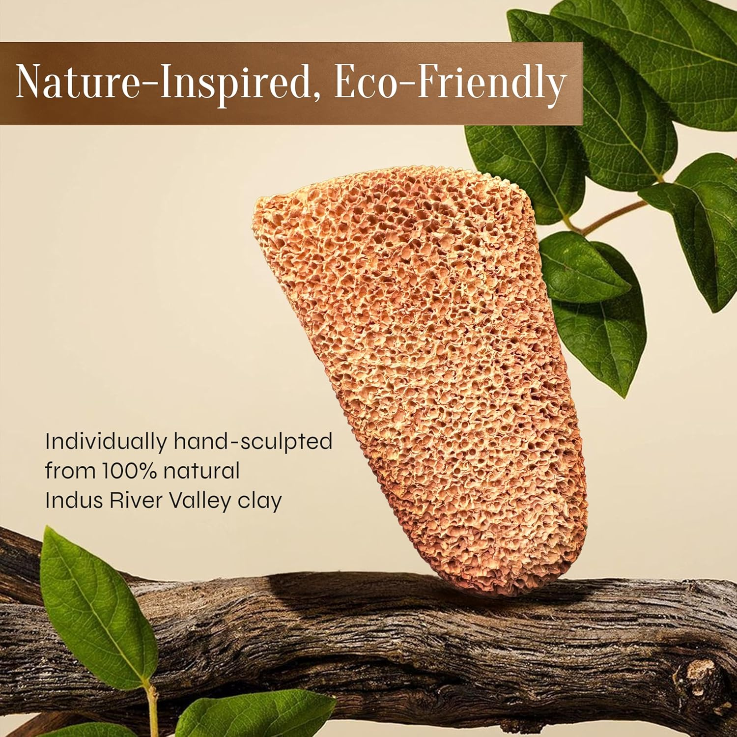 Fac&oacute;n Pumice Stone for Feet Callus Remover - Terra-Cotta Foot Scrubber with 2 Sides, 100% Pure Natural Foot Pumice Stone, Pedicure Pumice Stone Scrubber, Foot Exfoliator, Removes Calluses & Dead Skin image number 1