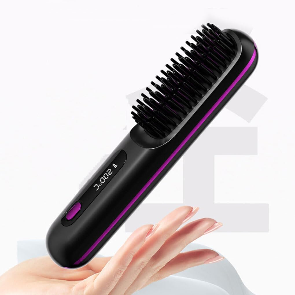 Cordless Straightener Compact Portable Straightening Hot Comb Straightening Easy to Straightener Styling Anywhere Comb, Black image number 5