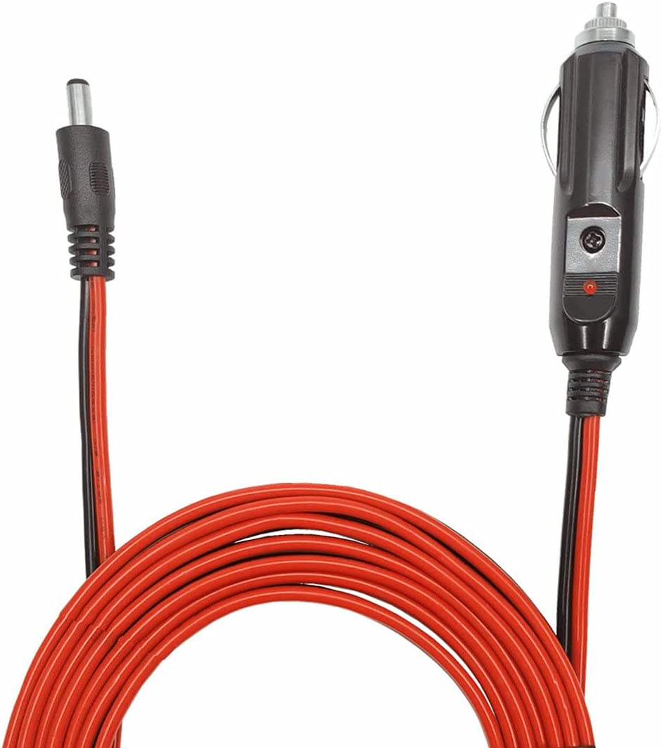 DC 5.5 X 2.1Mm Connector Car Charger Power Supply Cord 10Ft - 12V 24V Cigarette Lighter Male Plug with LED Light 16AWG Wire 15A Fuse for Portable DVD Player, Car, Camera image number 4