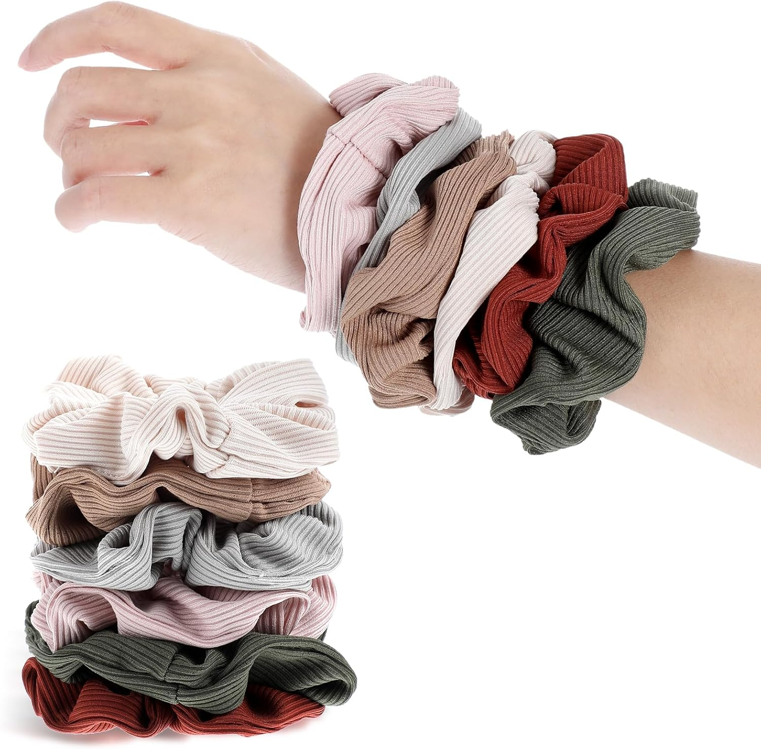 Gjinxi Pack of 6 Hair Bobbles Silk Scrunchies Satin for Women, Soft Hair Scrunchies Elastic Silk Skrunschis Large Hair Bands Ponytail Holder for Women & Girls All Hair Types (6 Colours) image number 1