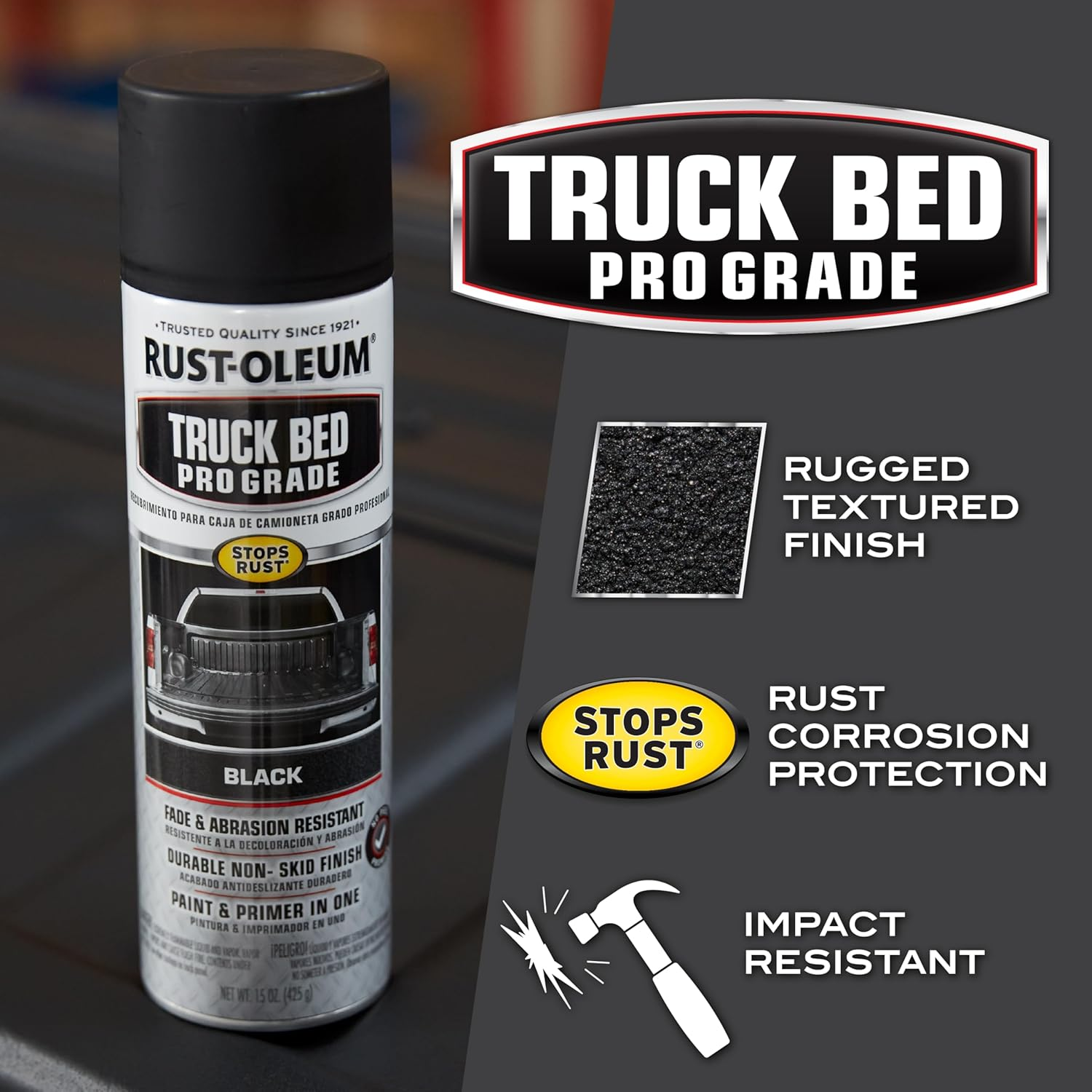 Rust-Oleum 272741 Automotive Professional Grade Truck Bed Coating Spray, 15 Oz, Matte Black image number 2