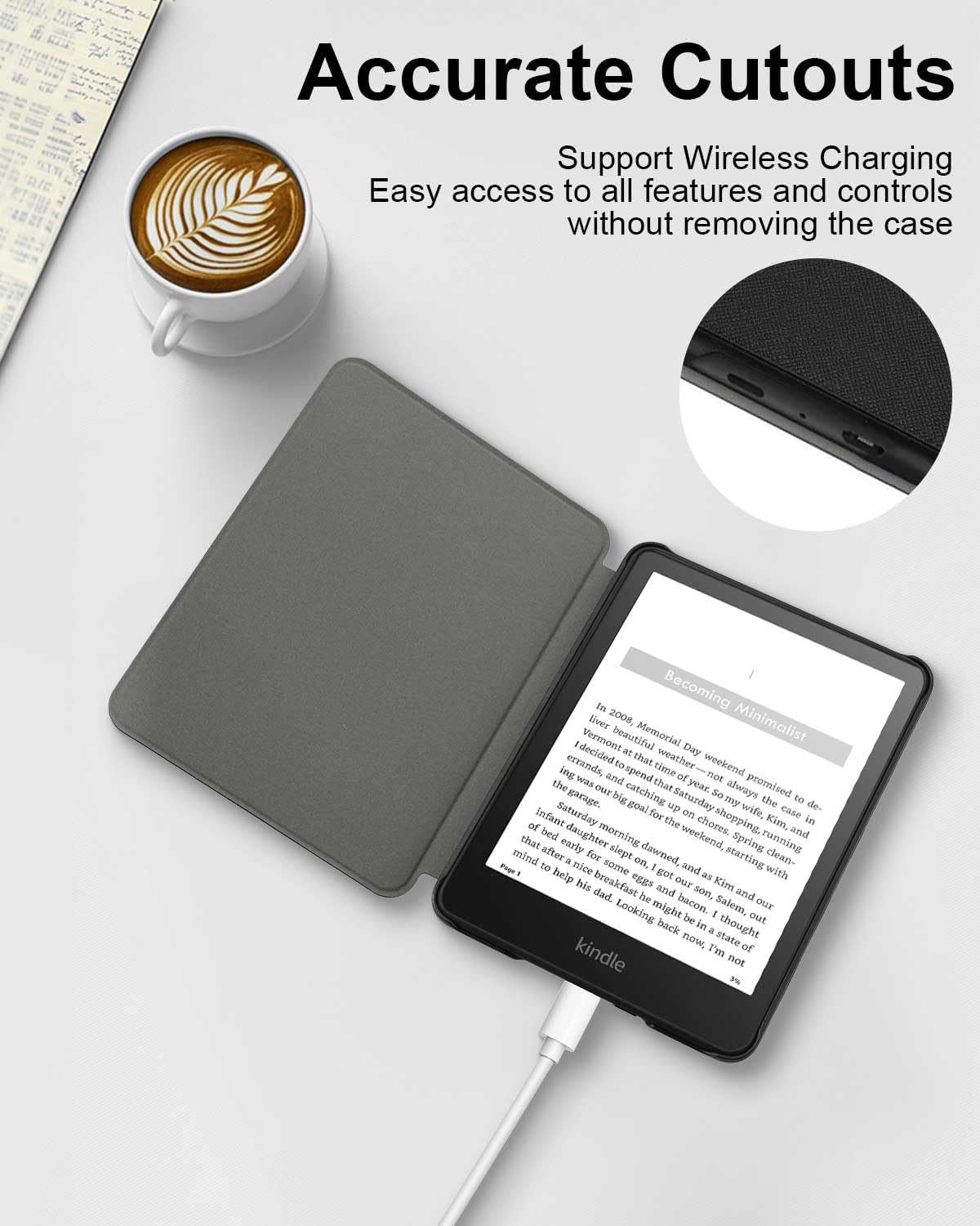 T Tersely Slimshell Case Cover for All-New Kindle 6" (11Th Generation, 2024/2022 Release, Model C2V2L3), Magnetic Shell Cover - Navy Blue - Blue image number 2