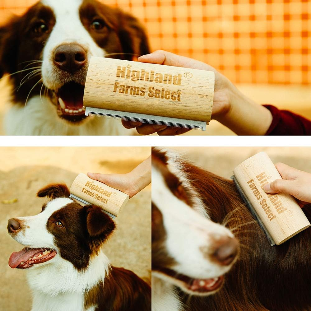 Highland Farms Select Wood Groom Brush, Deshedding Grooming Tool, Professional Pet Wooden Groomer, Ergonomic Design, No Hurt for Dogs, Cats and Horses - 5 Inch image number 6