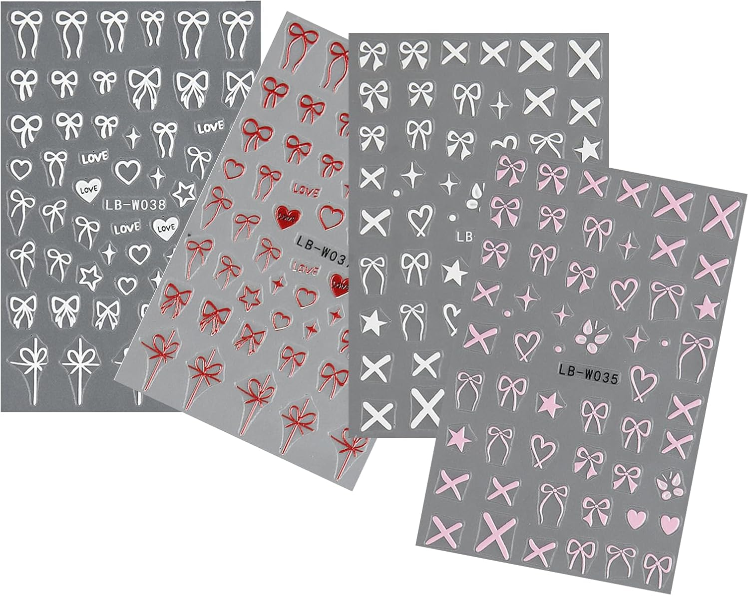 4 Sheets Bow Heart Girl Nail Art Stickers Star Butterfly Self-Adhesive Nail Stickers DIY Nail Art Decoration Accessories Silver Glitter Design Easy to Paste Long-Lasting DIY Nail Decoration for Girls image number 2