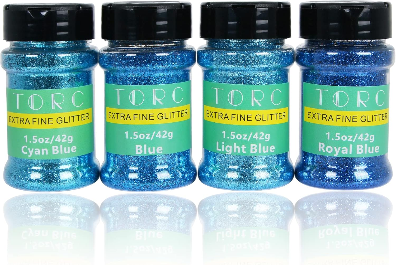 TORC 6 Oz Blue Fine Glitter Set for Resin Crafts Tumblers Slime Cosmetic Nail Art Makeup Craft Glitter for Art and Decoration - Assorted,Green image number 3