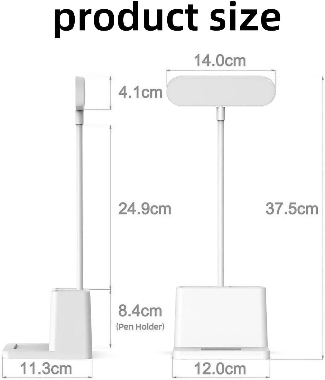 LED Desk Lamp with Stepless Dimming & Touch Switch, Flexible Gooseneck Eye-Caring Table Light, USB Rechargeable with Pen Holder & Phone Holder for Home & Office image number 3