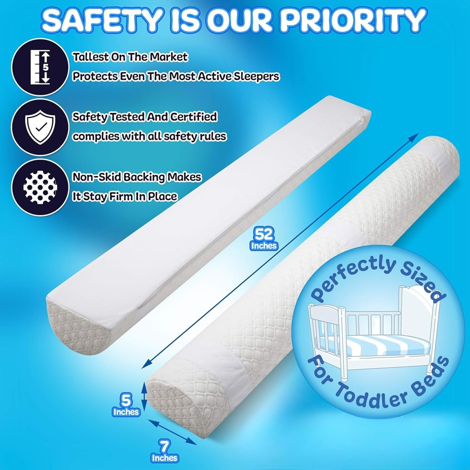 [1] Snoozy Monkey Bed Rail Bumper for Toddler | Soft Foam Bed Bumper for Kids | Baby Bed Guard | Child Bed Safety Side Rail | Designed to Fit Twin, Full, Queen & King Size Beds image number 3