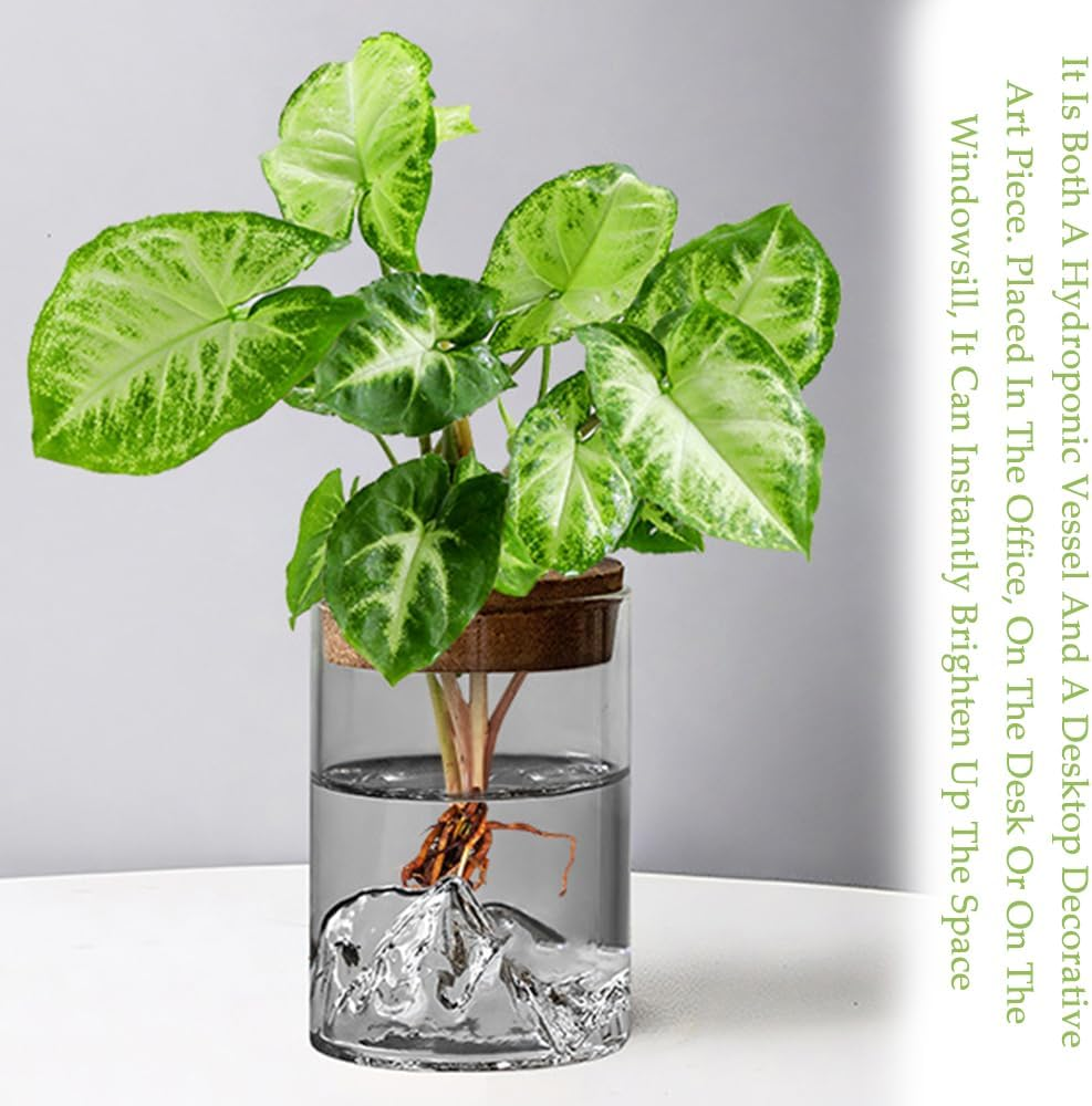 4-Pack Hydroponic Plant Pots, Office Desktop Pots, Glass Hydroponic Vase, Green Plants Ornament, Plant Propagation Station, Mountain View Bottle, for Bedrooms, Living Rooms, and Offices(No Plants) image number 6