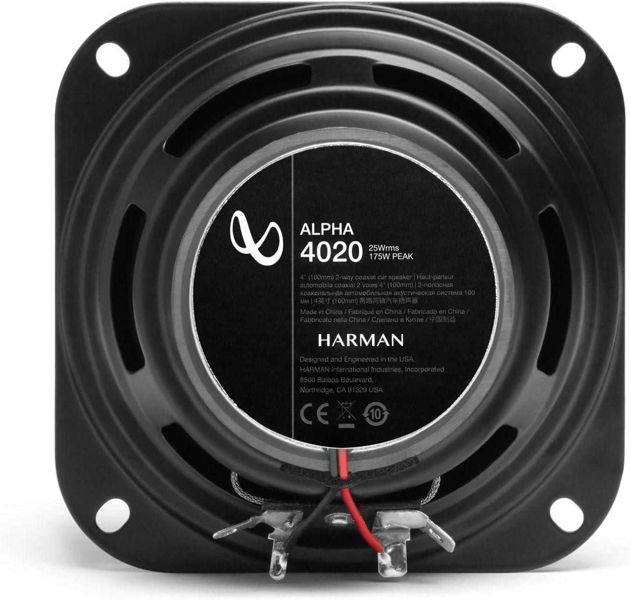 Infinity 175W Peak 2-Way Car Coaxial Speakers, 4 Inch