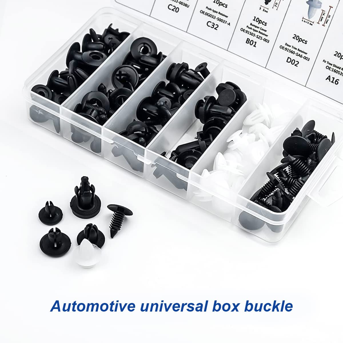 100PCS 6 Sizes Car Retainer Clips Set, Auto Door Trim Panel Clips, Bumper Push Rivet Clips with Storage Box, Expansion Screws Replacement Kit Accessories, Universal for GM, Ford, Toyota, Chrysler image number 4