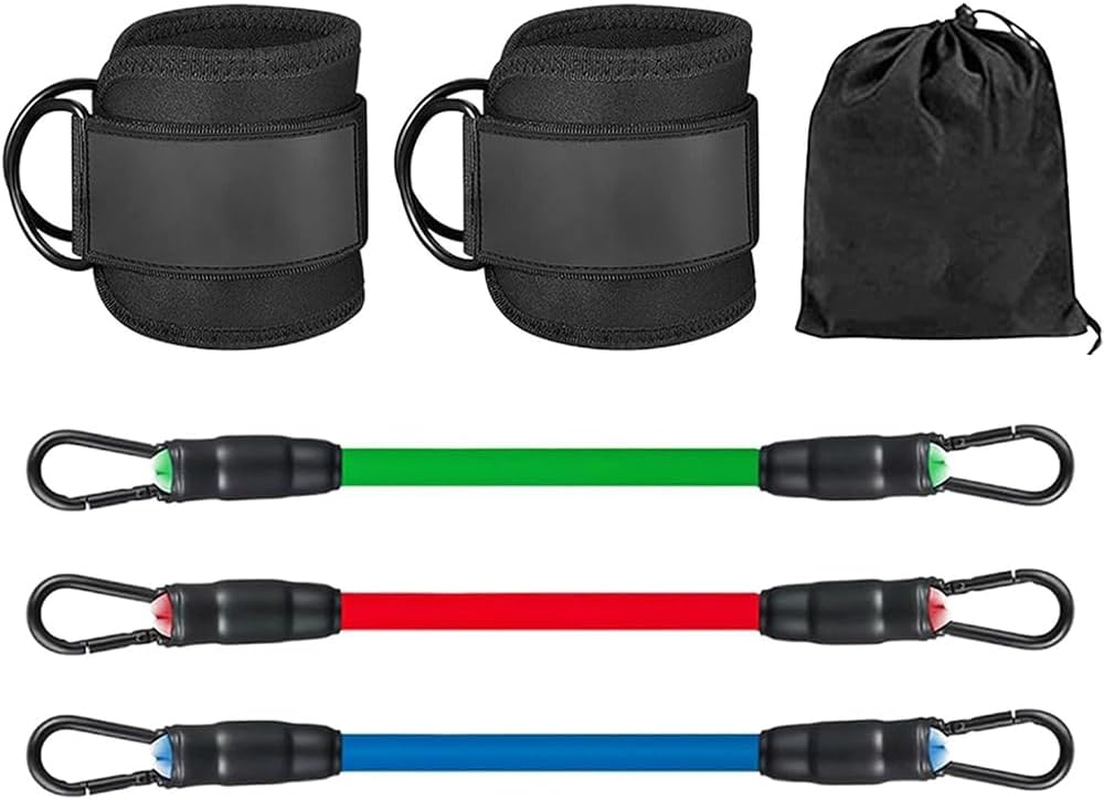 Ankle Resistance Bands with Cuffs and Storage Bag, 10 Lbs 20 Lbs 30 Lbs 3 Different Pound Fitness Training Ankle Strap, Women Exercise Equipment, Black image number 3