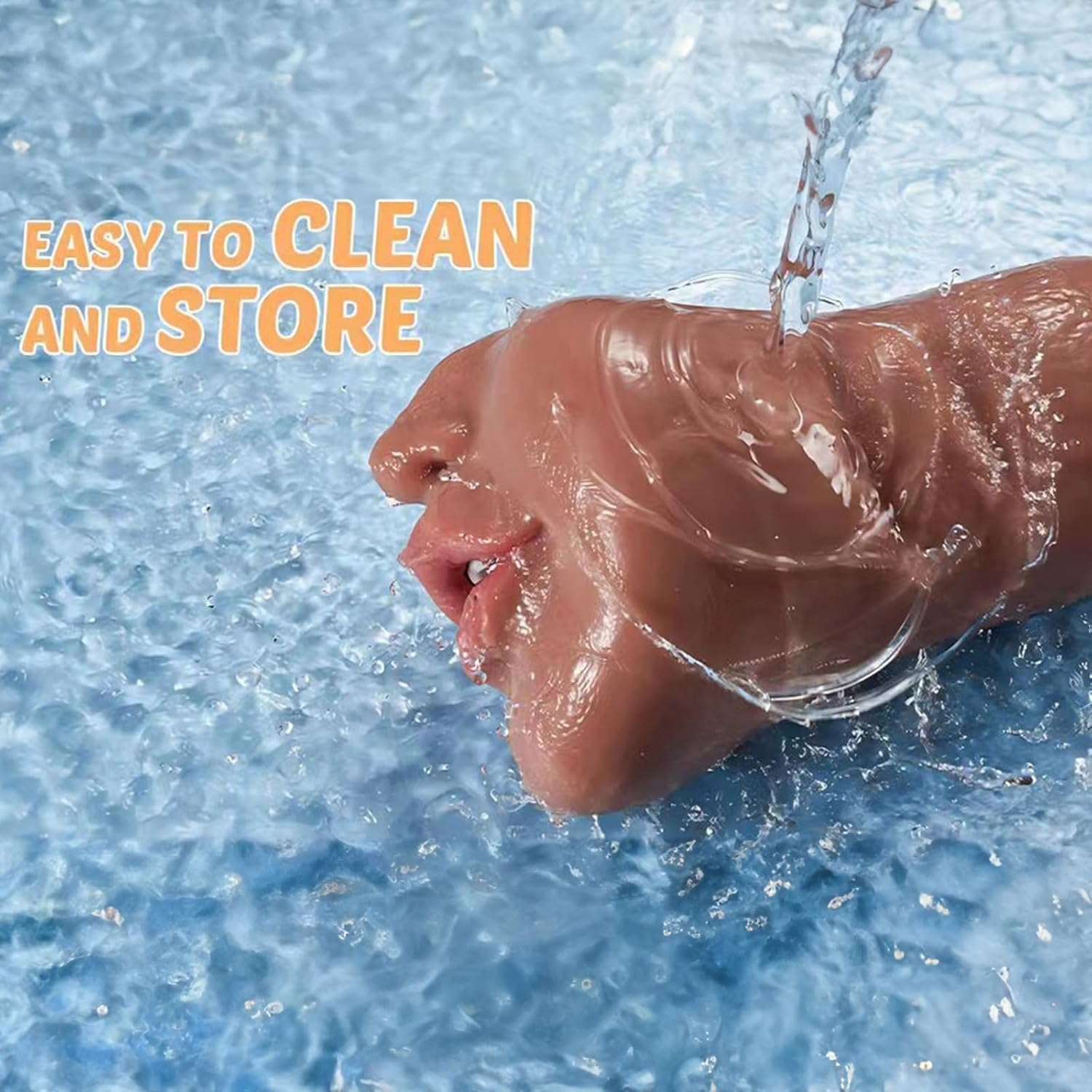 3 in 1 Pocket Pussy Male Masturbators with Lifelike Face, Sex Doll with Realistic Textured Mouth Vagina and Tight Anus, Masturbator Deep Throat Oral Adult Sex Toys (Wheat) image number 4