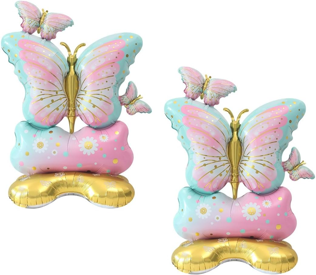 SUNSK Butterfly Balloons 4D Standing Foil Balloon Large Birthday Balloons XXL Insect Aluminium Foil Balloon Birthday Party Decoration for Girls Women (Pack of 2) image number 6