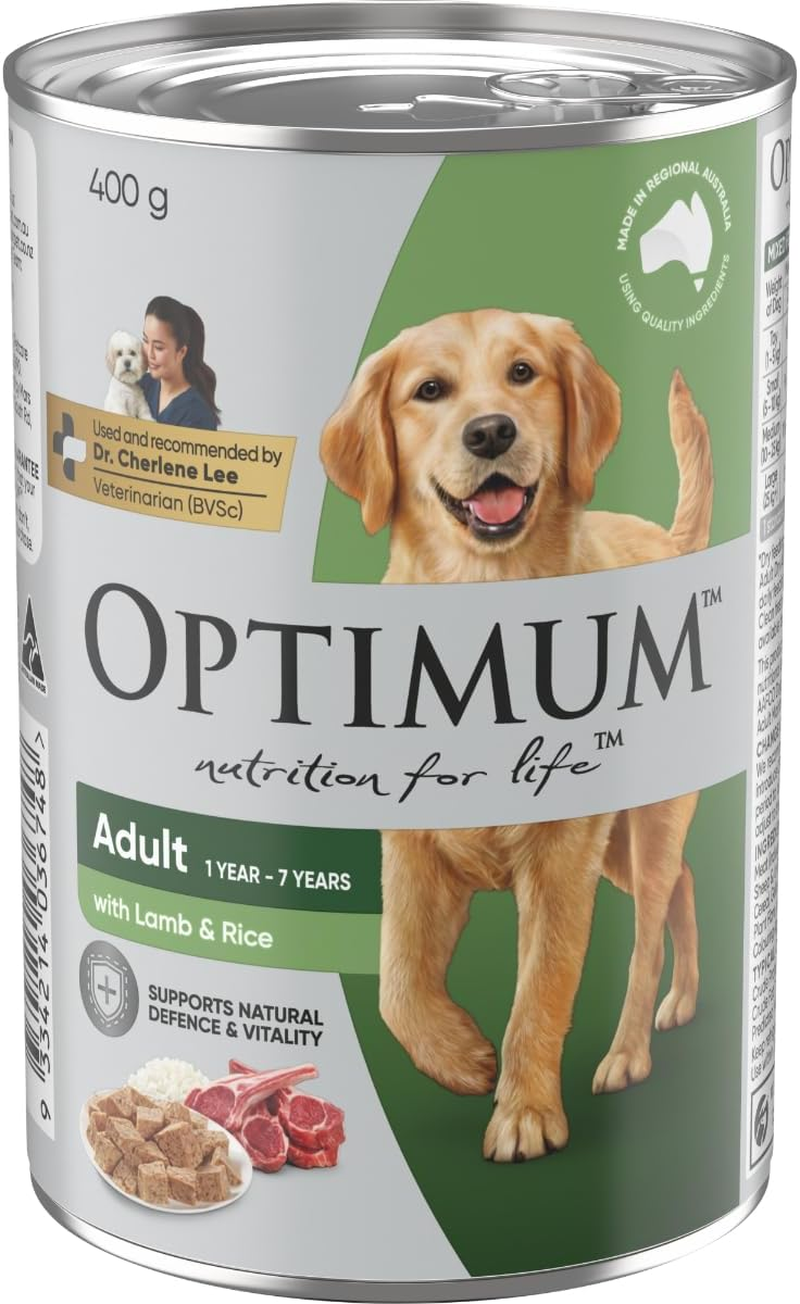 OPTIMUM Adult Wet Dog Food with Lamb and Rice 400G Can, 24 Pack image number 2