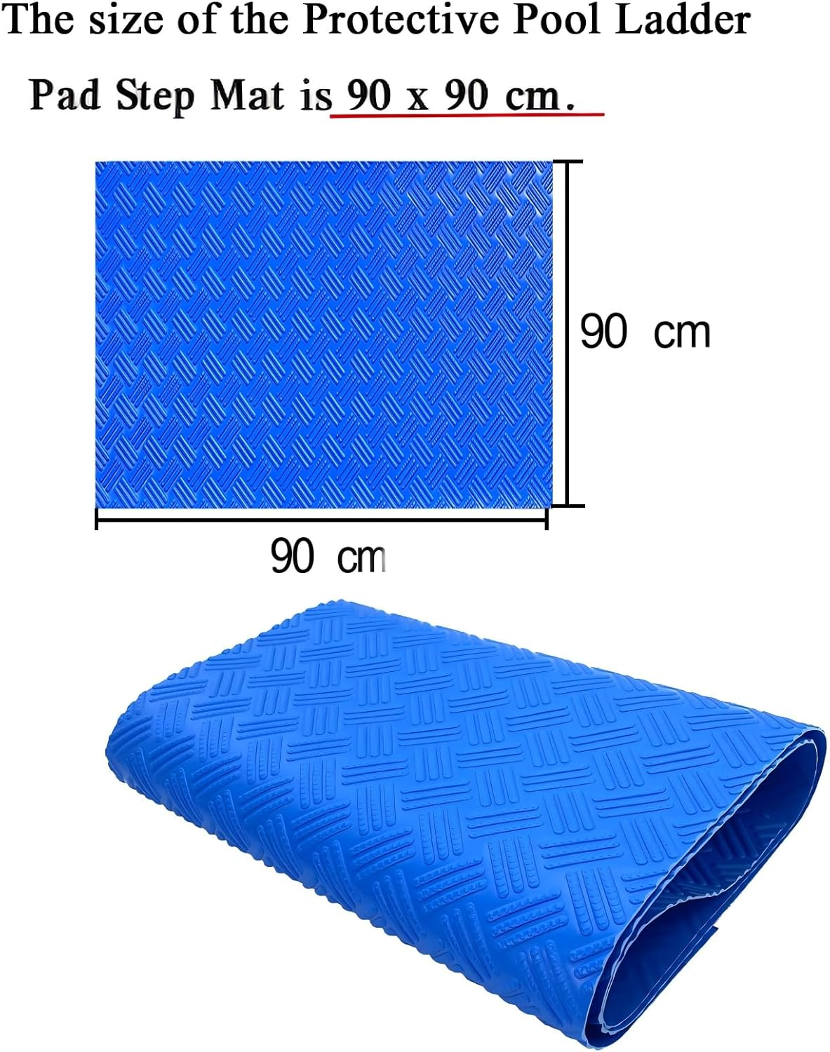 Swimming Pool Ladder Mat - 36"X36"Protective Pool Ladder Pad Step Mat with Non-Slip Texture, Blue Medium Blue Medium Pool Step Mat, Pool Liner Protection Mat (90 X 90 Cm) image number 2