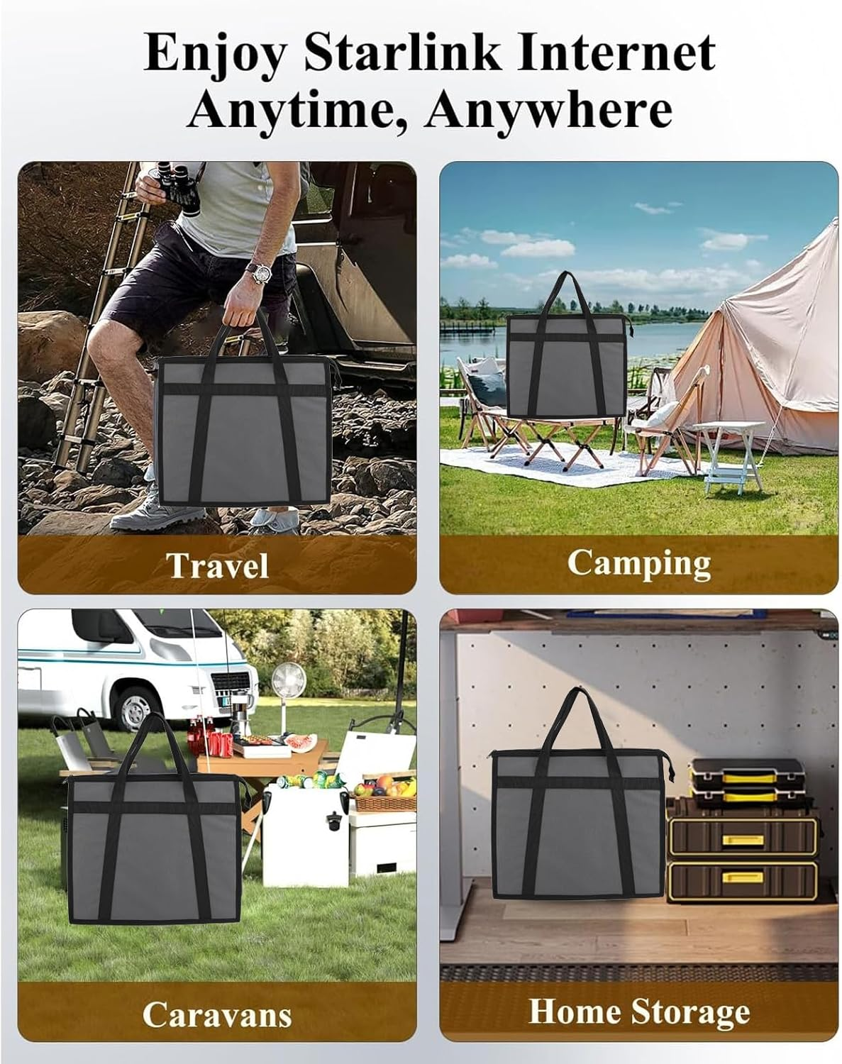 Starlink Mini Satellite RV Carry Bag, Outdoor Travel Bag, Easy-To-Carry Organizer for Starlink Mini Dish Kit, Portable Starlink Mini Carry Bag for Camping and RV Trips image number 3