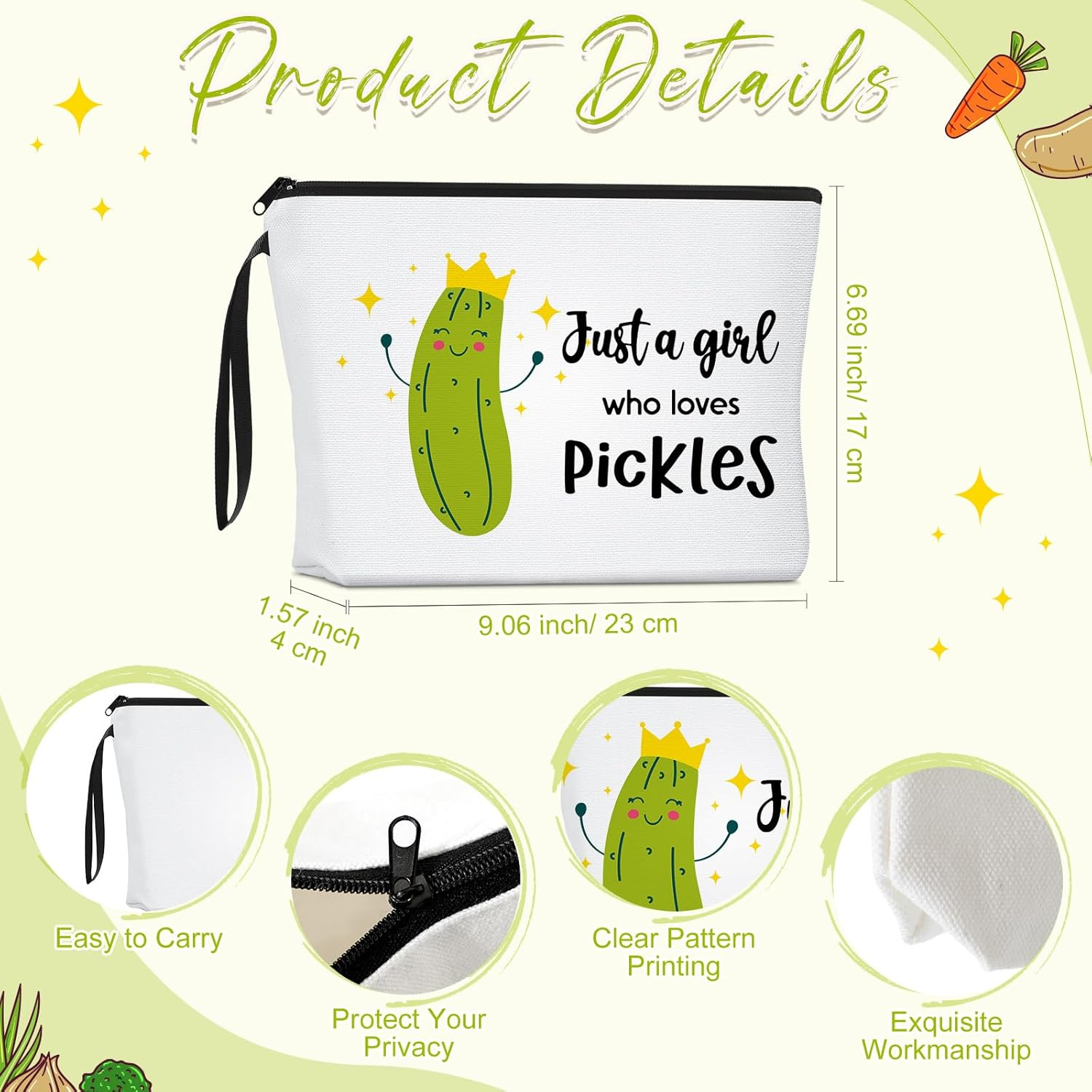 Sieral 2 Pcs Christmas Animal Lover Bag Gift for Women Travel Bags Portable Zipper Pouch Canvas Reusable Grocery Tote Bag image number 6