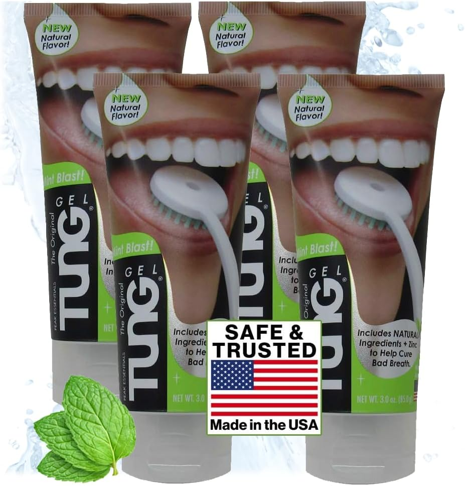 Peak Essentials | TUNG Natural Brush & Gel Kit | Tongue Cleaner for Adults | Tongue Scraper to Fight Bad Breath and Halitosis | Mouth Odor Eliminator | Fresh Mint | Made in America (Starter Pack) image number 2