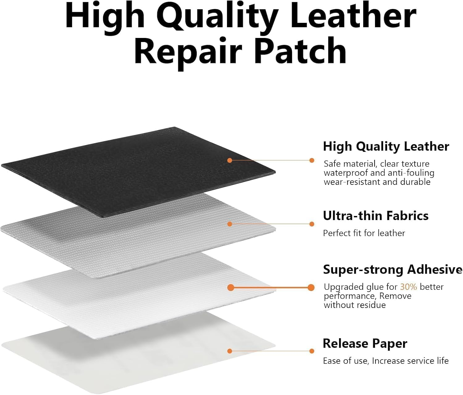 5Pcs 20X10Cm Black Leather Repair Patch, Self-Adhesive PU Leather Repair Patch Leather Repair Kit Waterproof Stain-Proof, Easy to Cleanfor for Sofa Chair Furniture, Car Seat, Jackets, Handbags (Black) image number 6
